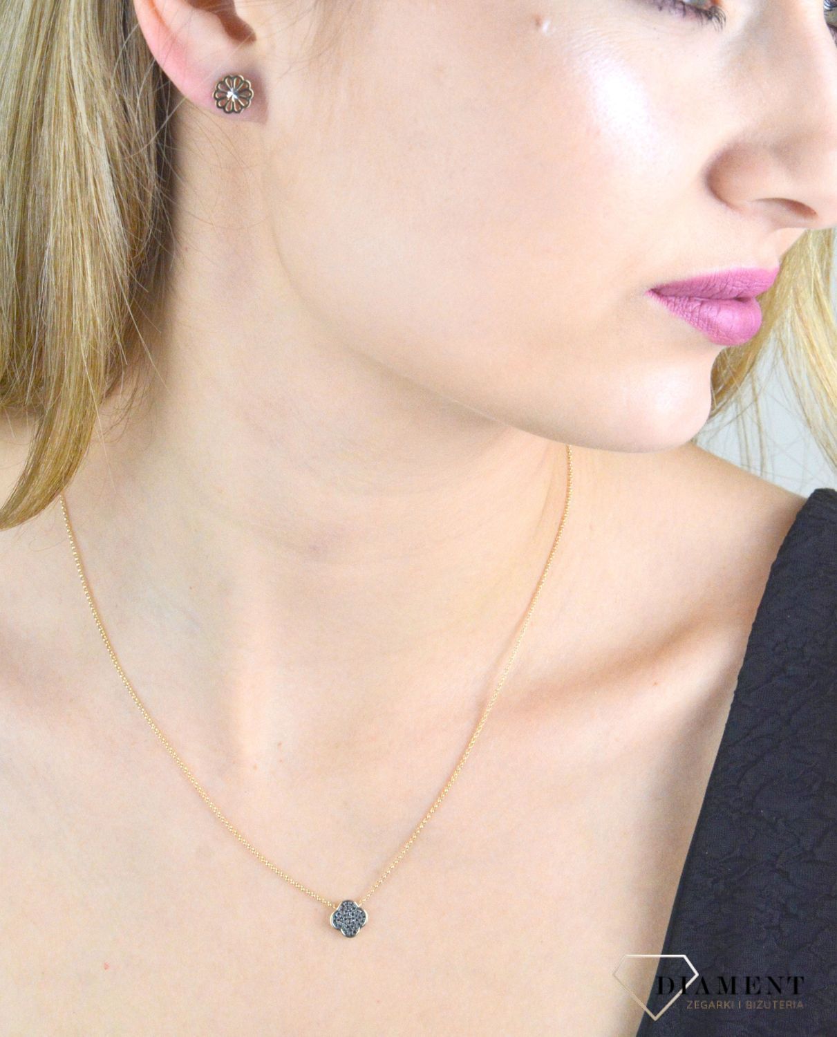 Złote kolczyki damskie 375 okrągłe kwiatki wkrętki KL 5703 375.jpg